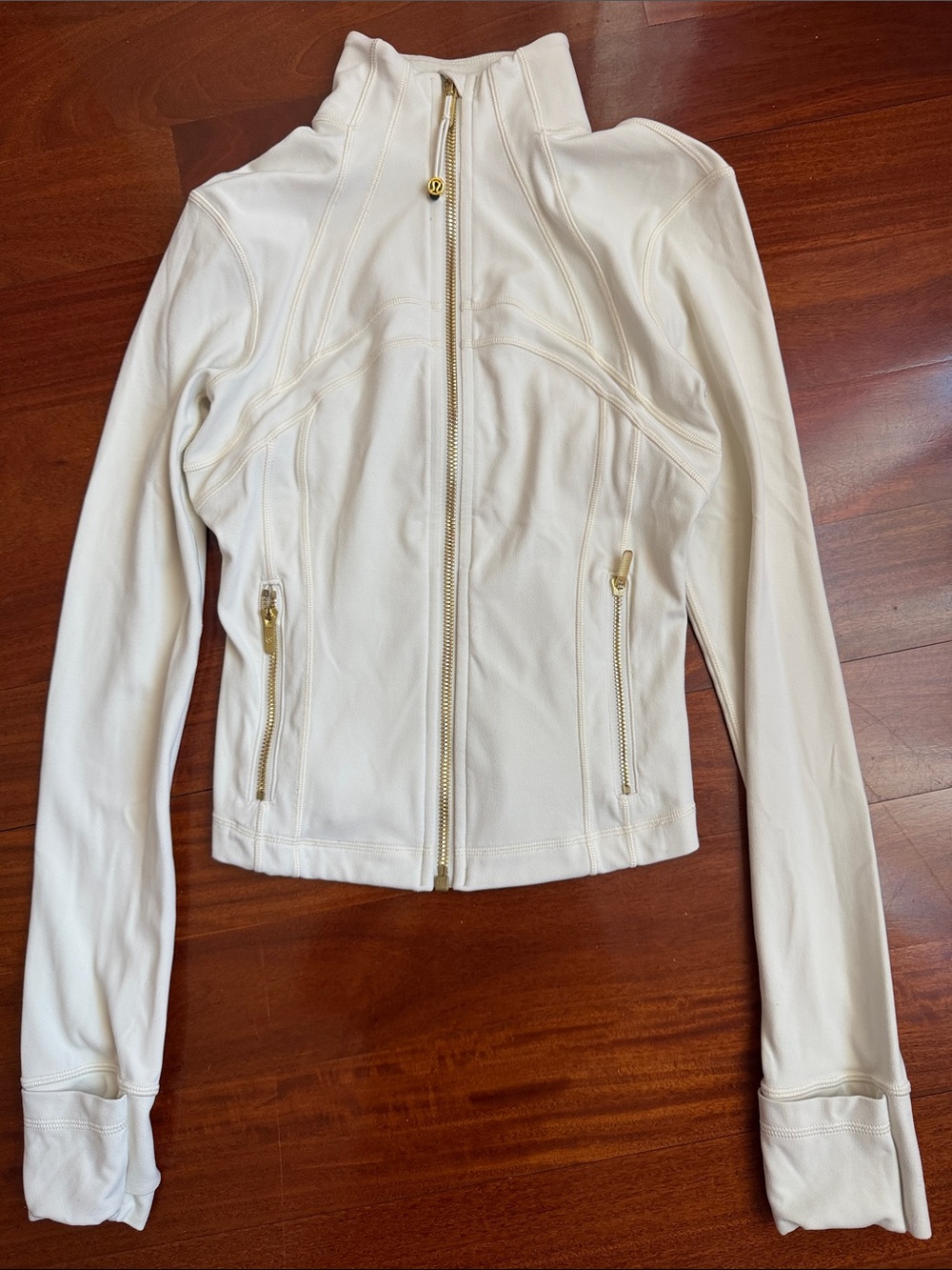 lululemon athletica Cream Full-Zip Align Jacket with Gold Hardware